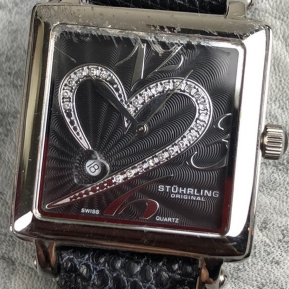 Stuhrling Original Krysterna Crystal Genuine Lizard Band Swiss Quartz - Picture 5 of 12